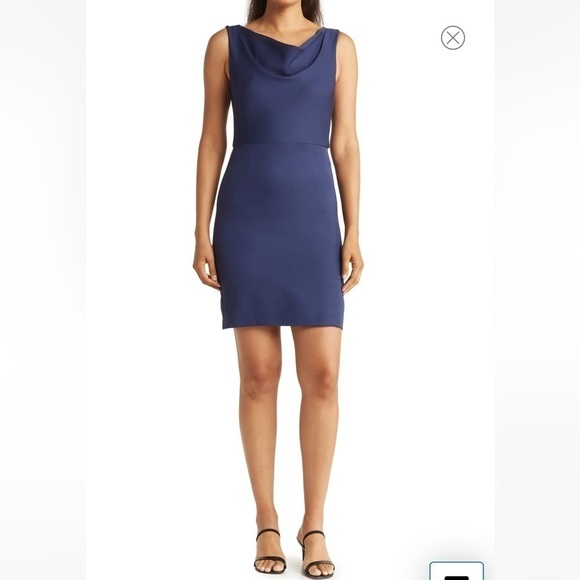 NWT Sam Edelman cowl neck seath dress navy size 12 - Picture 1 of 10